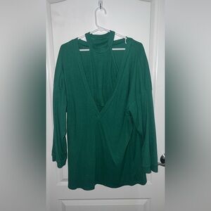 Elegant Green V-Neck Women's Top